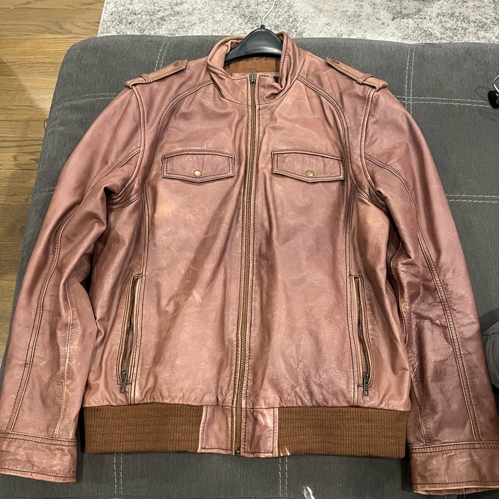Xelement brown 100% leather motorcycle jacket - Picture 1 of 5